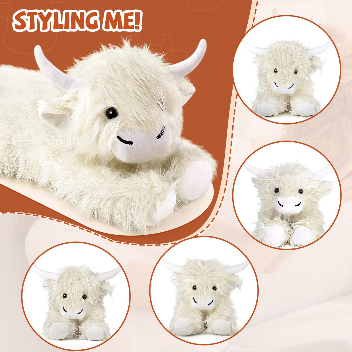 JILPAK Highland Cow Plush soft fabric touch enhances comfort.