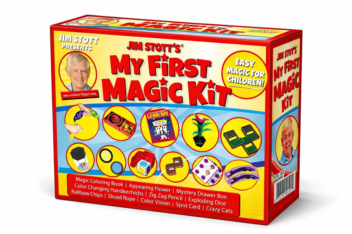Jim Stott Magic first kit box open, inviting hands-on magic learning.
