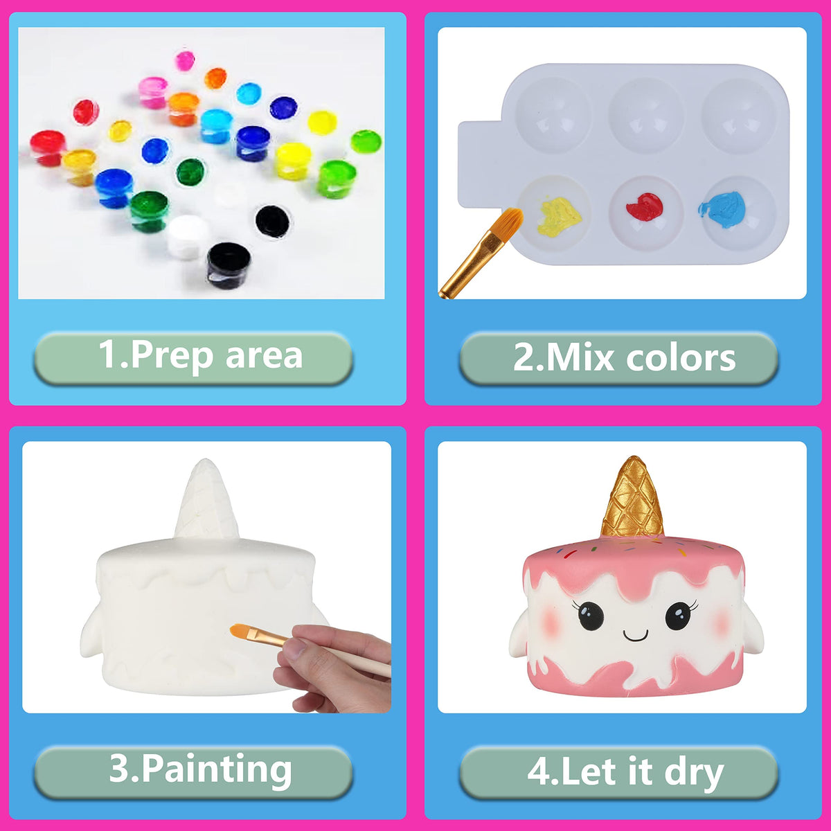 Kids painting Jim&Gloria squishies during family craft time