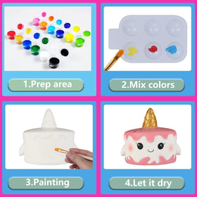 Kids painting Jim&Gloria squishies during family craft time