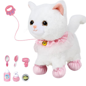 Jimate interactive plush cat toy walking and barking for lifelike play.