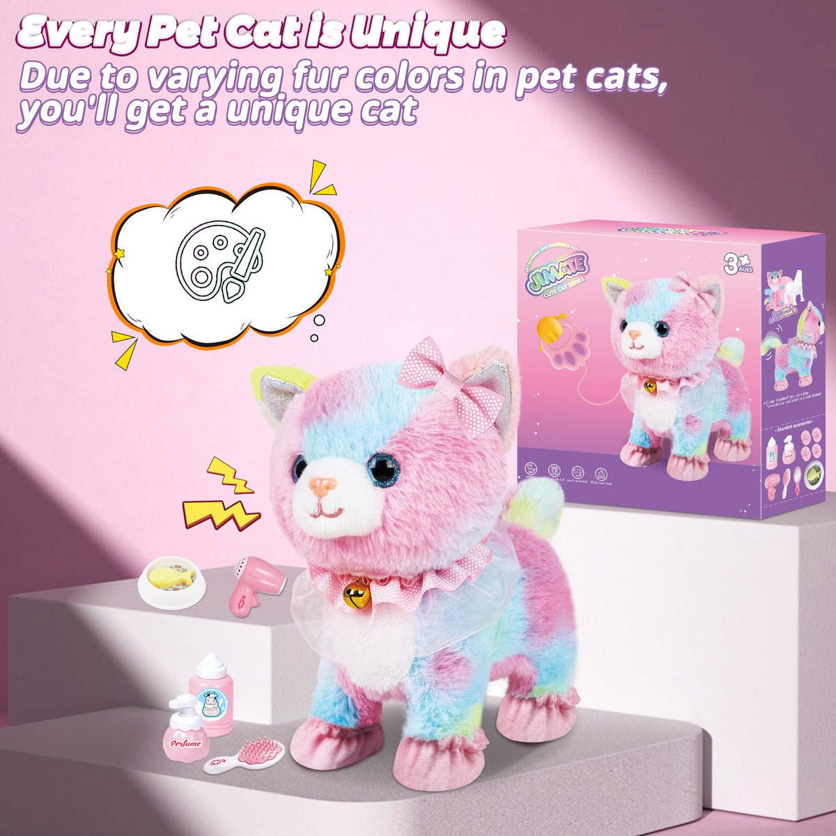 Jimate safe materials and soft fur for baby-friendly play.