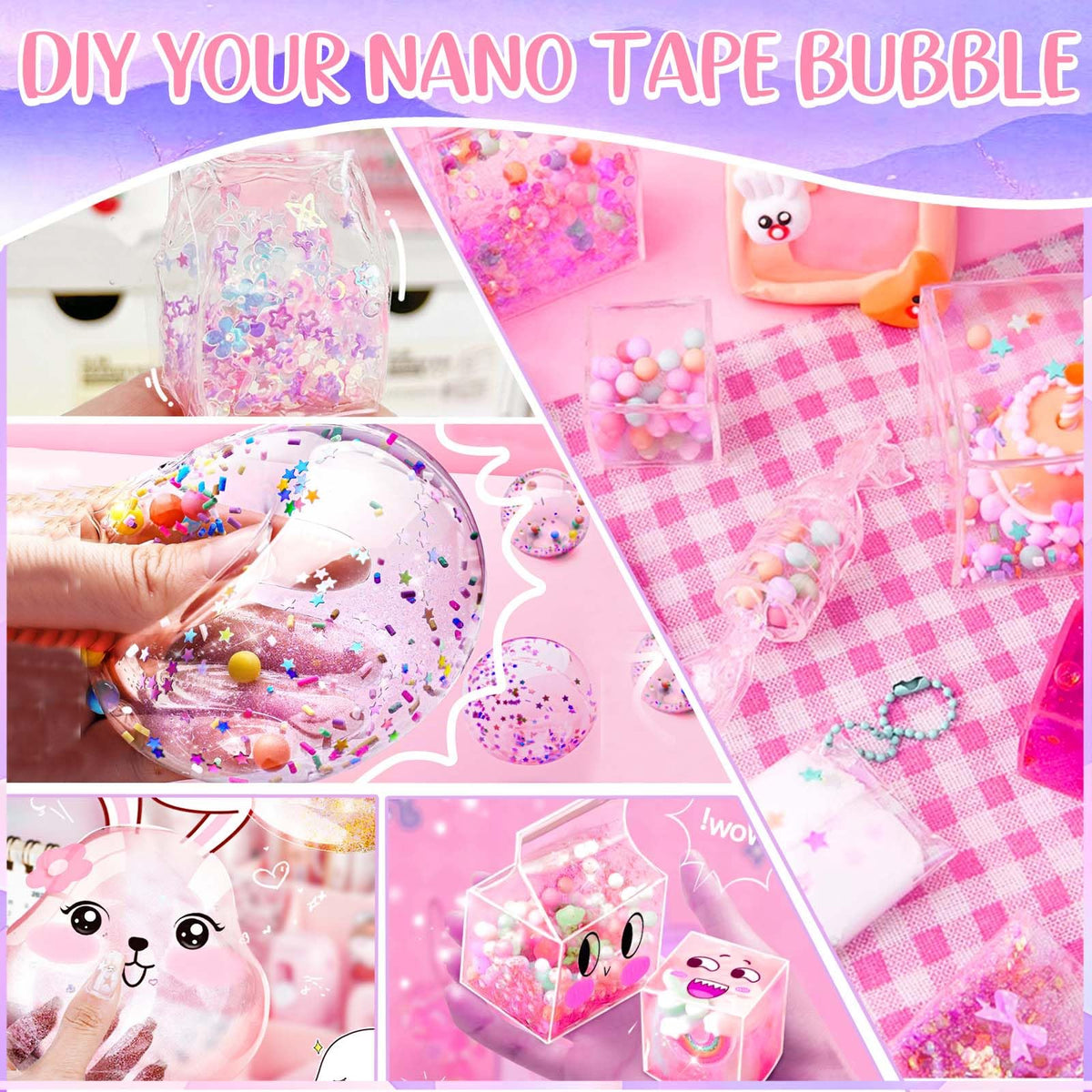 Jimcii Nano Tape Bubble Kit kids using bubbles during crafting.