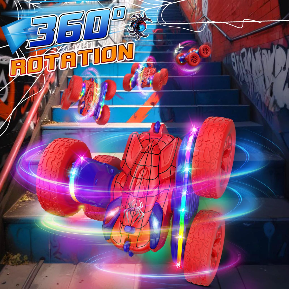 Durable ABS body protects Jimdella Spider RC car during bumps
