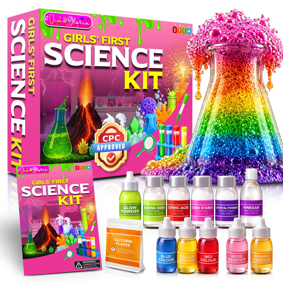 Jim&Gloria science kit measuring cylinder enables precise liquid measurements during experiments.