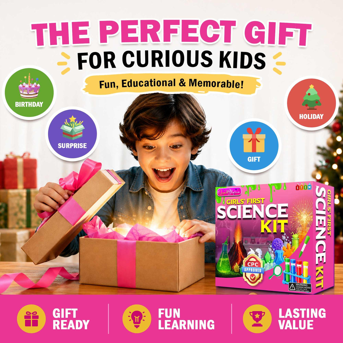 Jim&Gloria packaging showcases a ready-to-learn setup for home use.