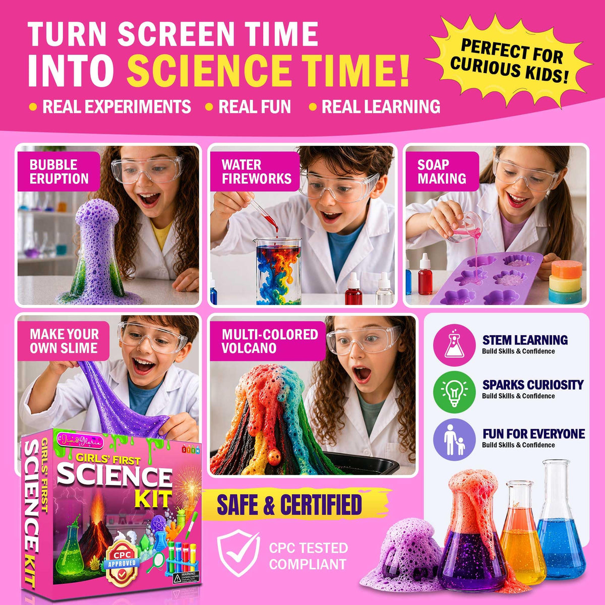 Jim&Gloria spatula for careful mixing and mess-free science play.