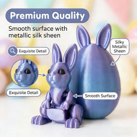 JimSeiSei 3D printed articulated bunny inside eggs for detailed, playful reveals
