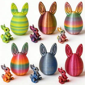 JimSeiSei 6PCS Easter eggs with bunny inside for durable reusable holiday decor