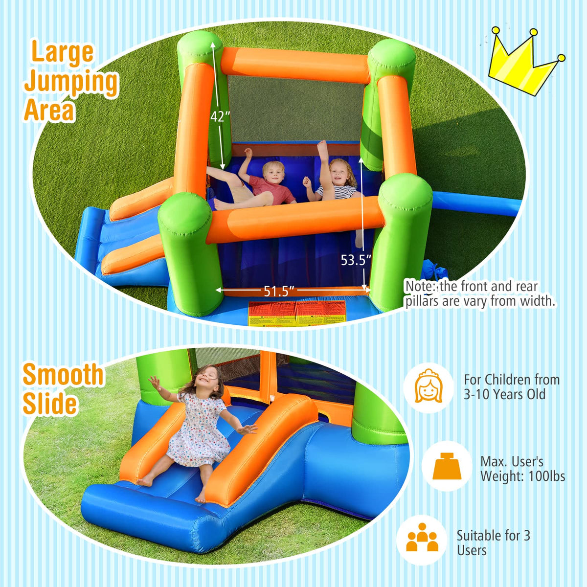 JIMUOO bounce house arched doorway inviting entry