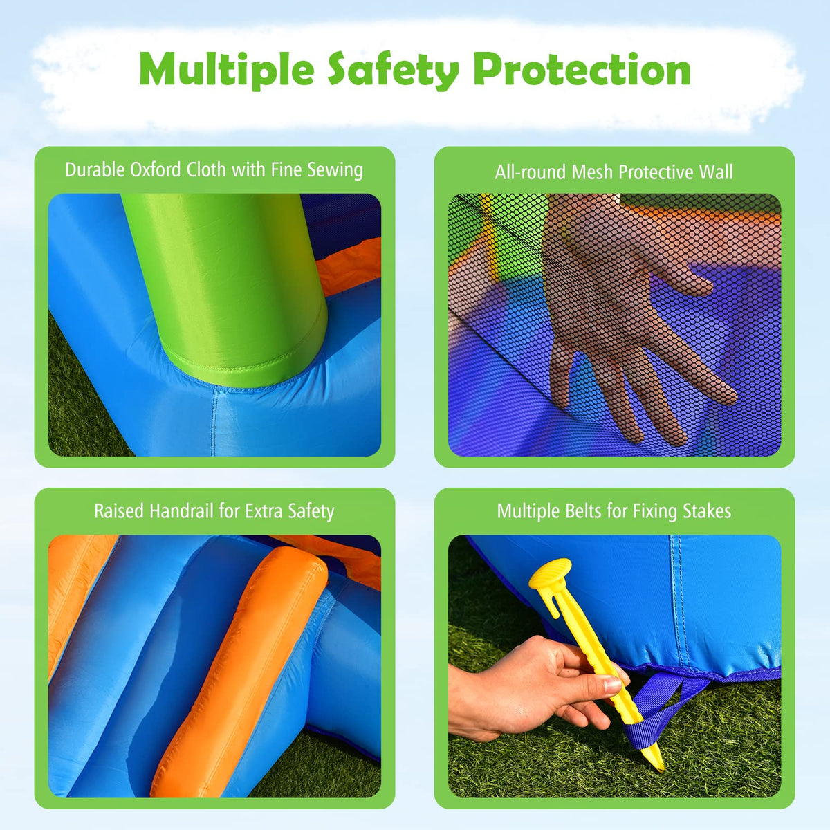JIMUOO bounce house four turrets add playful charm