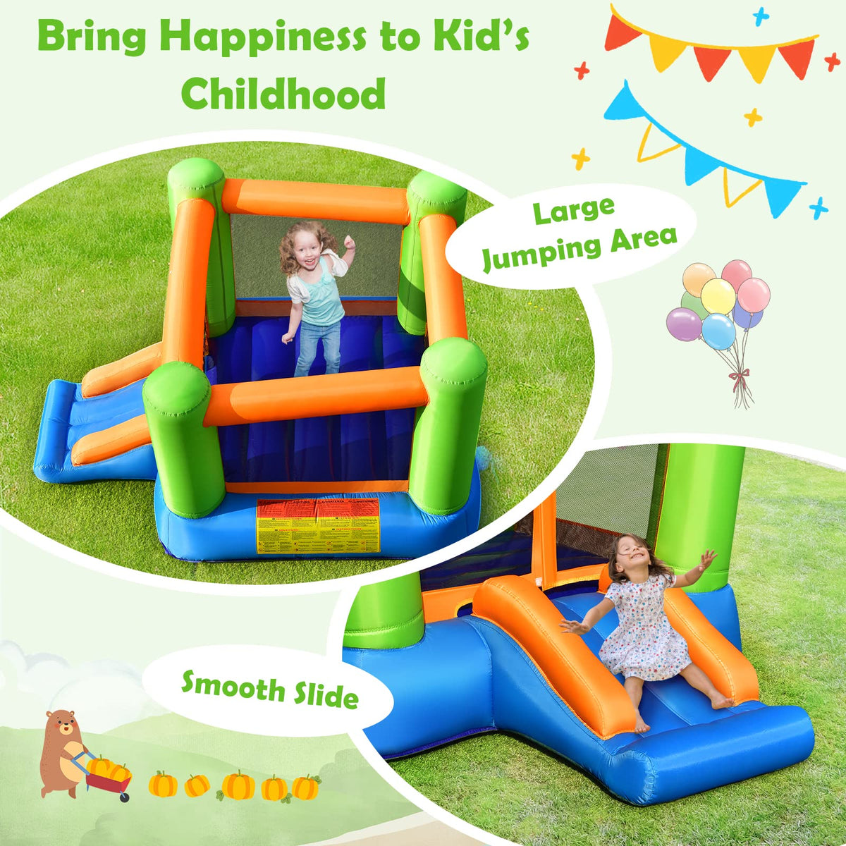 JIMUOO bounce house slide detail for safe, smooth play