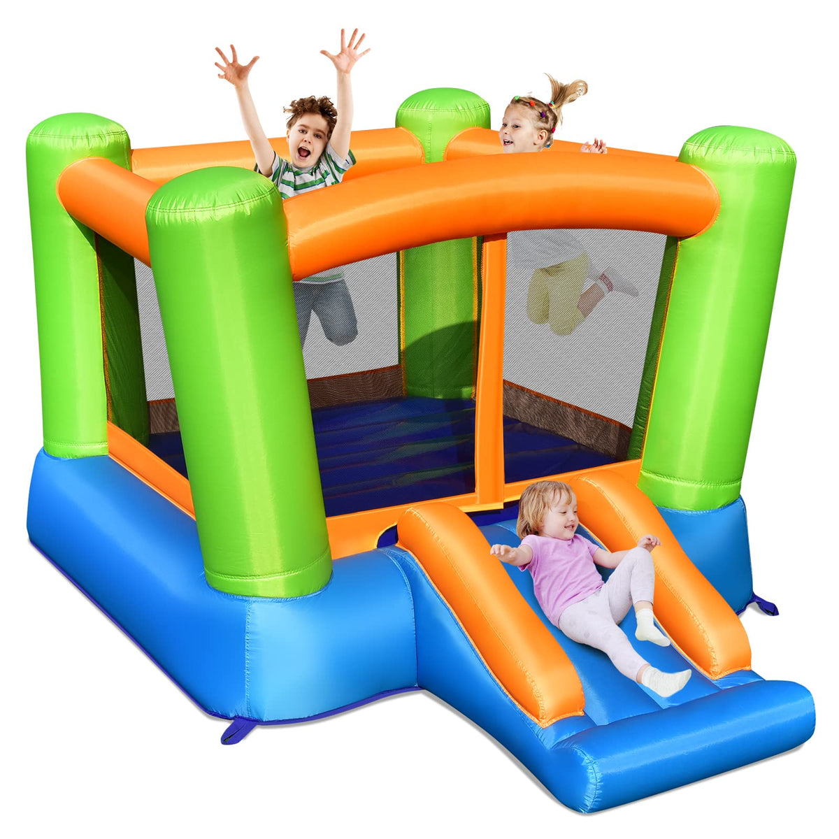 JIMUOO inflatable bounce house front view for backyard fun
