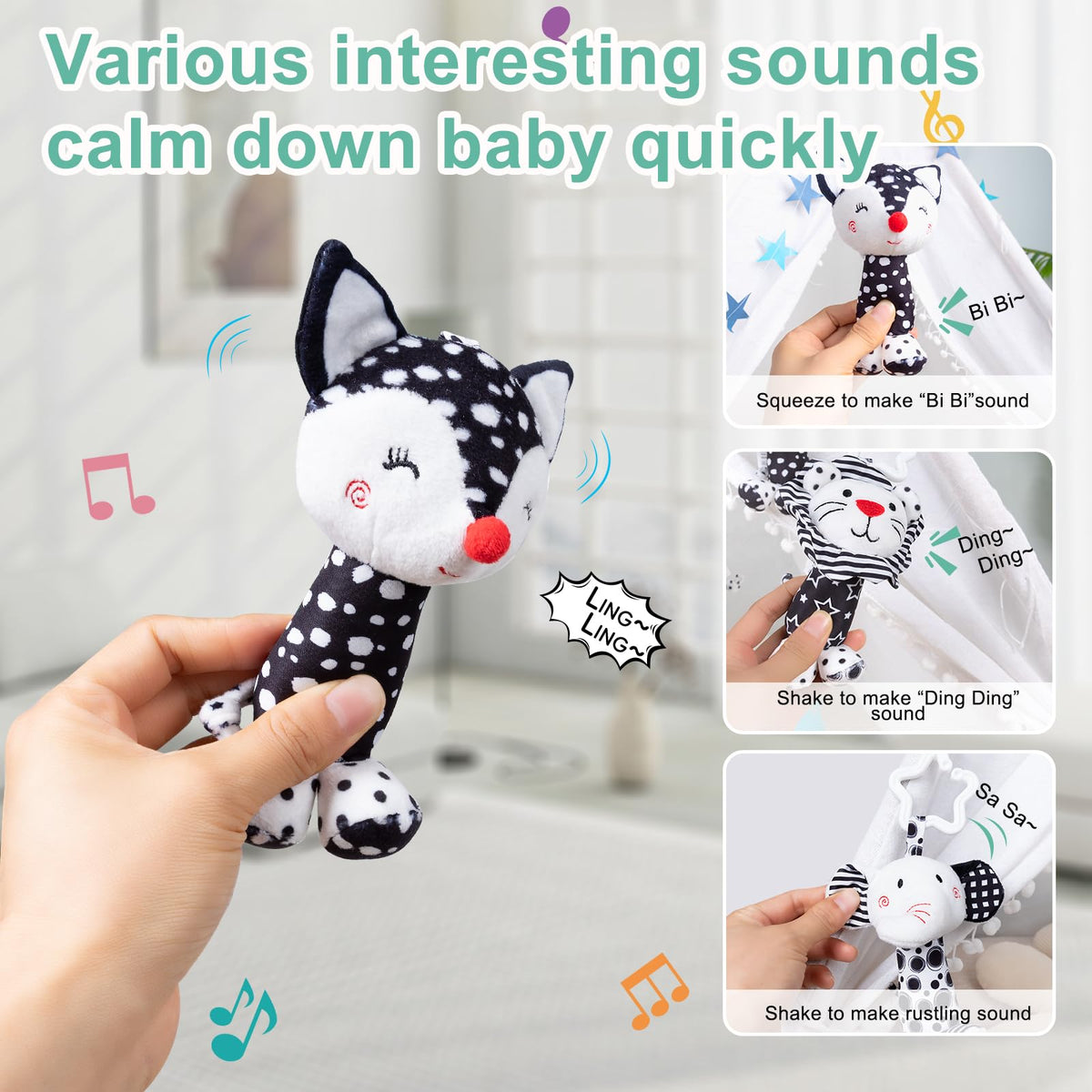 JINBOBUBU fox wind chime with bold shapes to attract babies