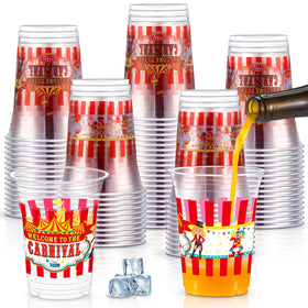 Jinei circus cups clear 16oz for easy party beverage service.
