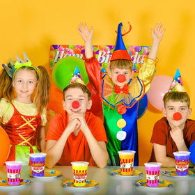 Jinei stackable circus cups save storage space between parties.