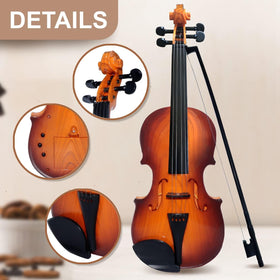 Adjustable strings on the violin toy help kids learn pitch differences safely