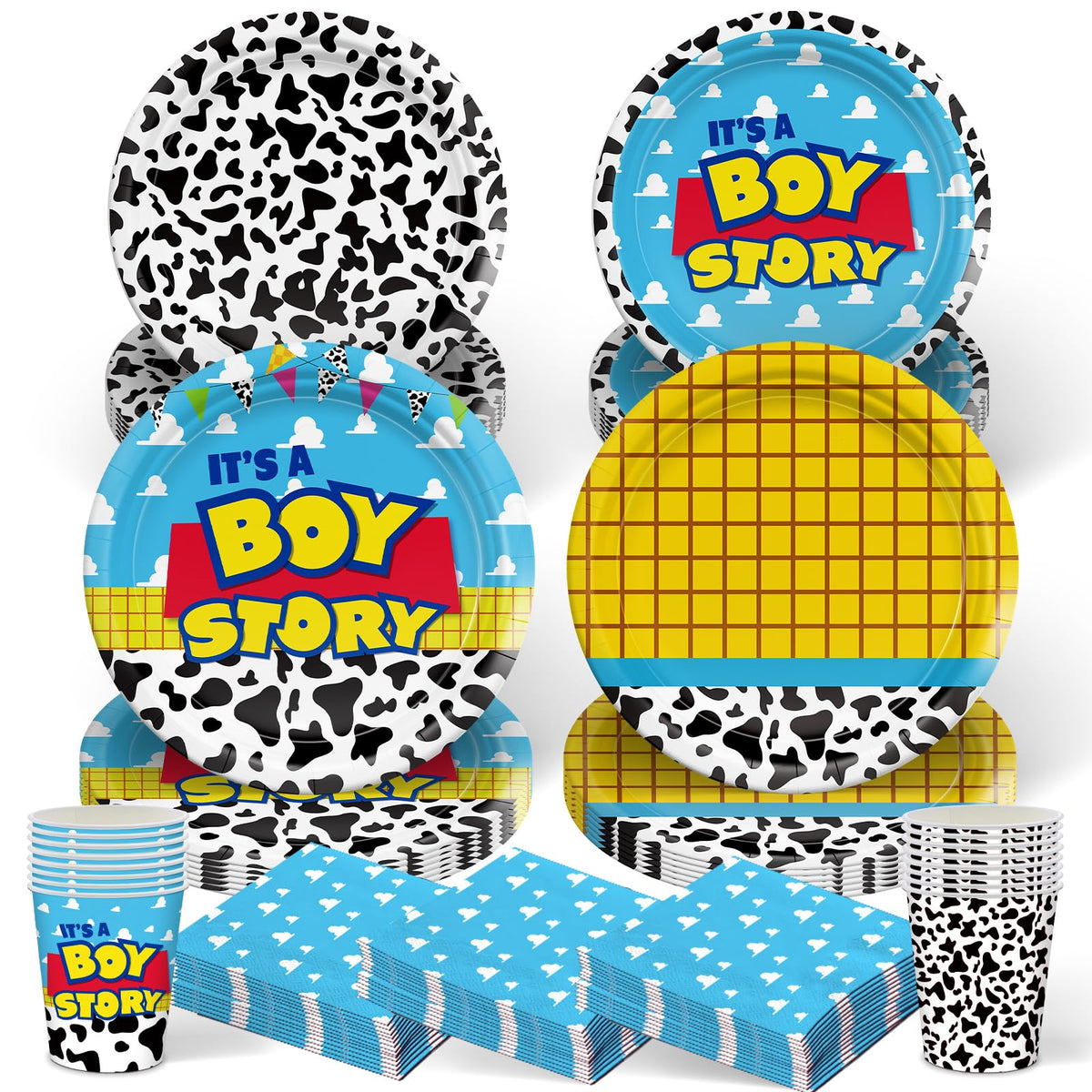 JINHUPANDER it's a boy tableware set hero shot for festive shower