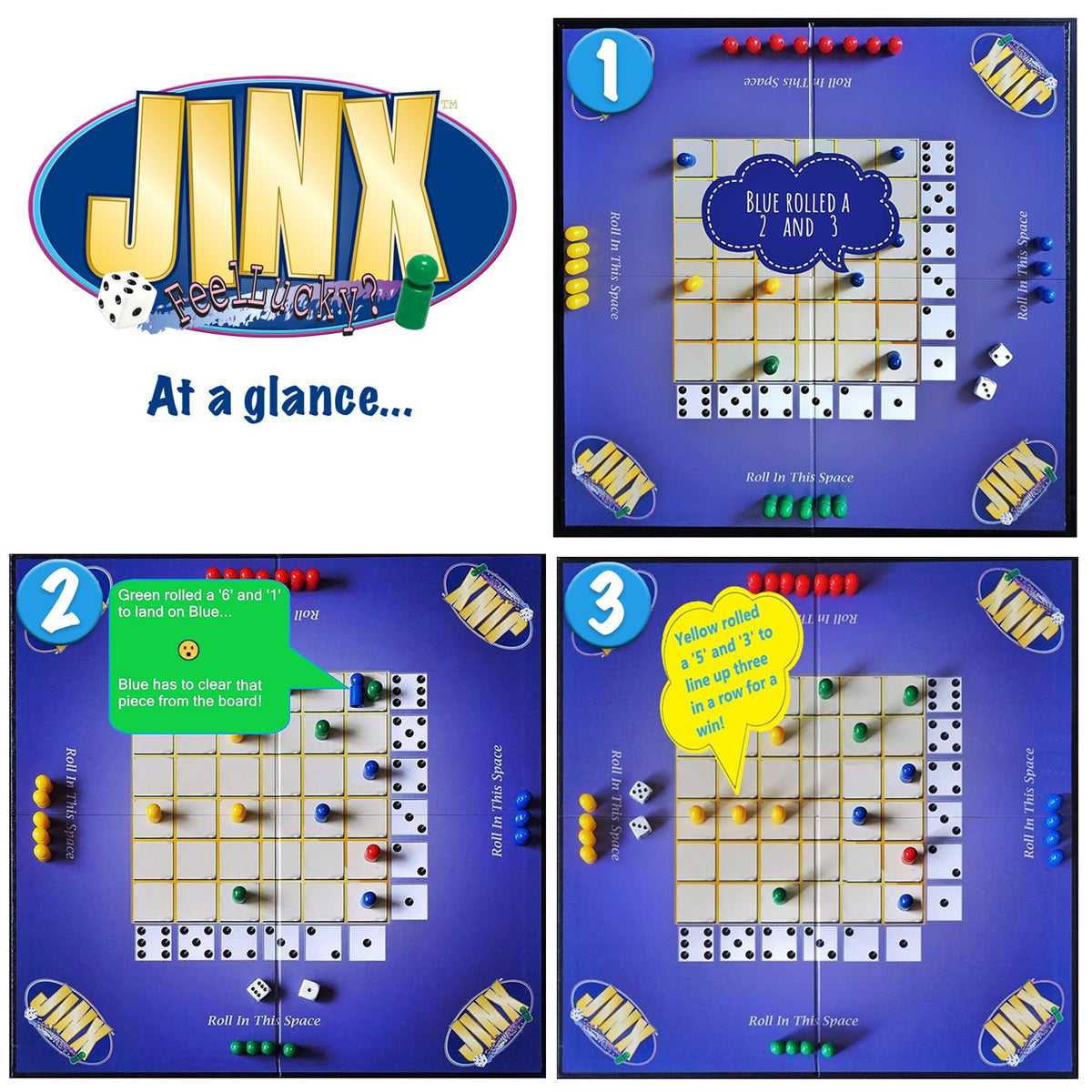 Jinx knocks off opponent's piece with a timely roll.