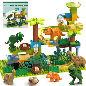 JIXIN Dinosaur Marble Run Set assembly shows sturdy build for creative play
