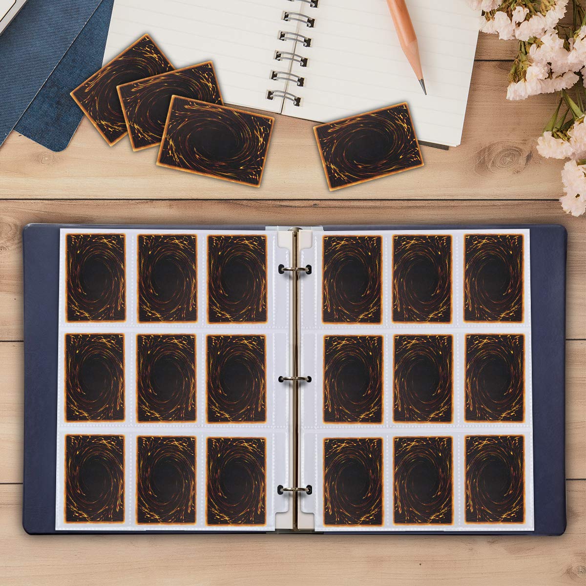 Easy-access display aids quick card retrieval during trades or exhibitions.