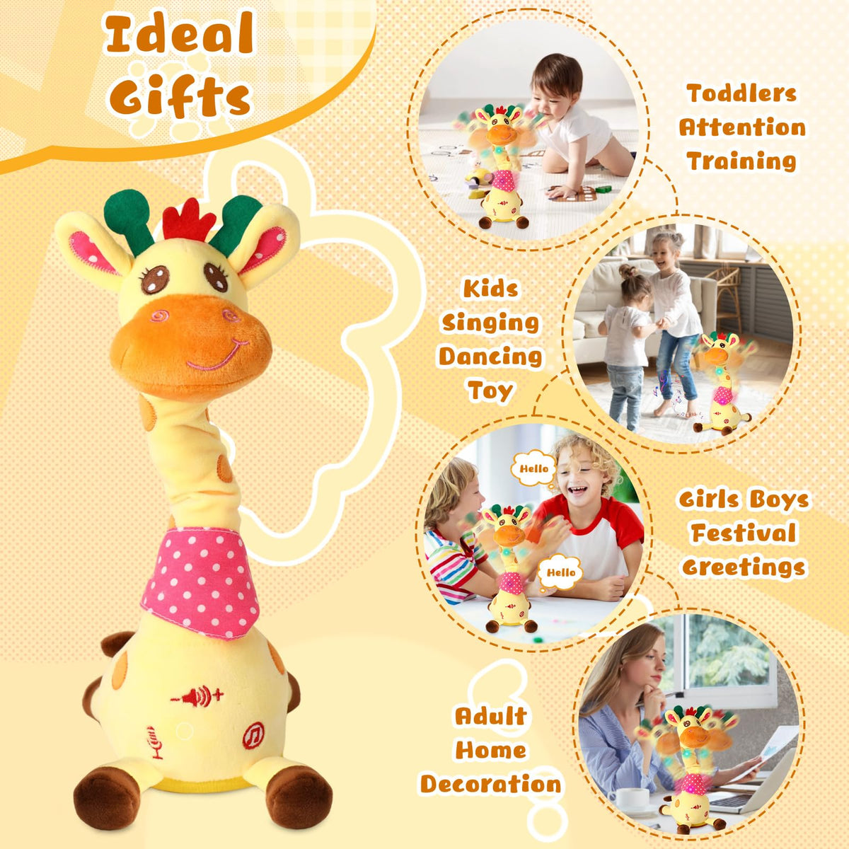 JISONCASE giraffe toy recording function for saving and replaying messages