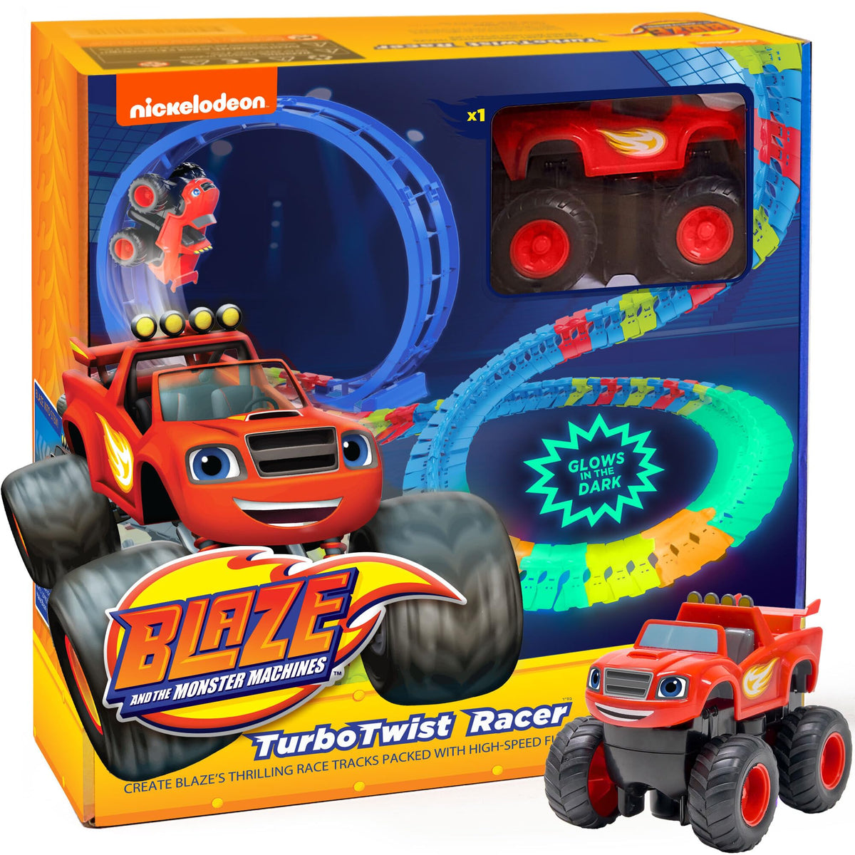 JitteryGit Blaze race track set packaging highlighting glowing tracks for STEM play