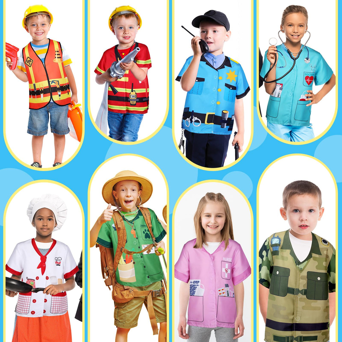Jiuguva nurse costume supports caring, cooperative play during pretend care.
