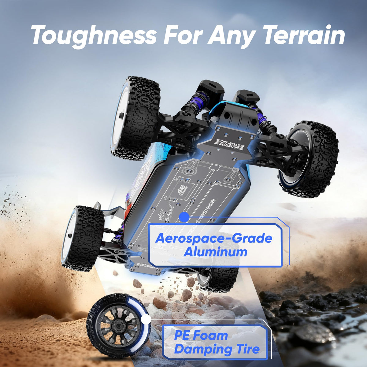 JIUSI 1:12 brushless RC car oil-damped differential close-up demonstrates rugged power transfer.
