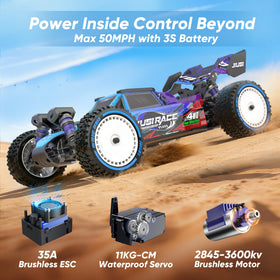 JIUSI 1:12 brushless RC car top view highlights chassis design for balanced performance.