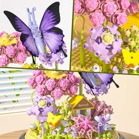 JIUTONG mini building-block flowers close-up reveals detailed craftsmanship.