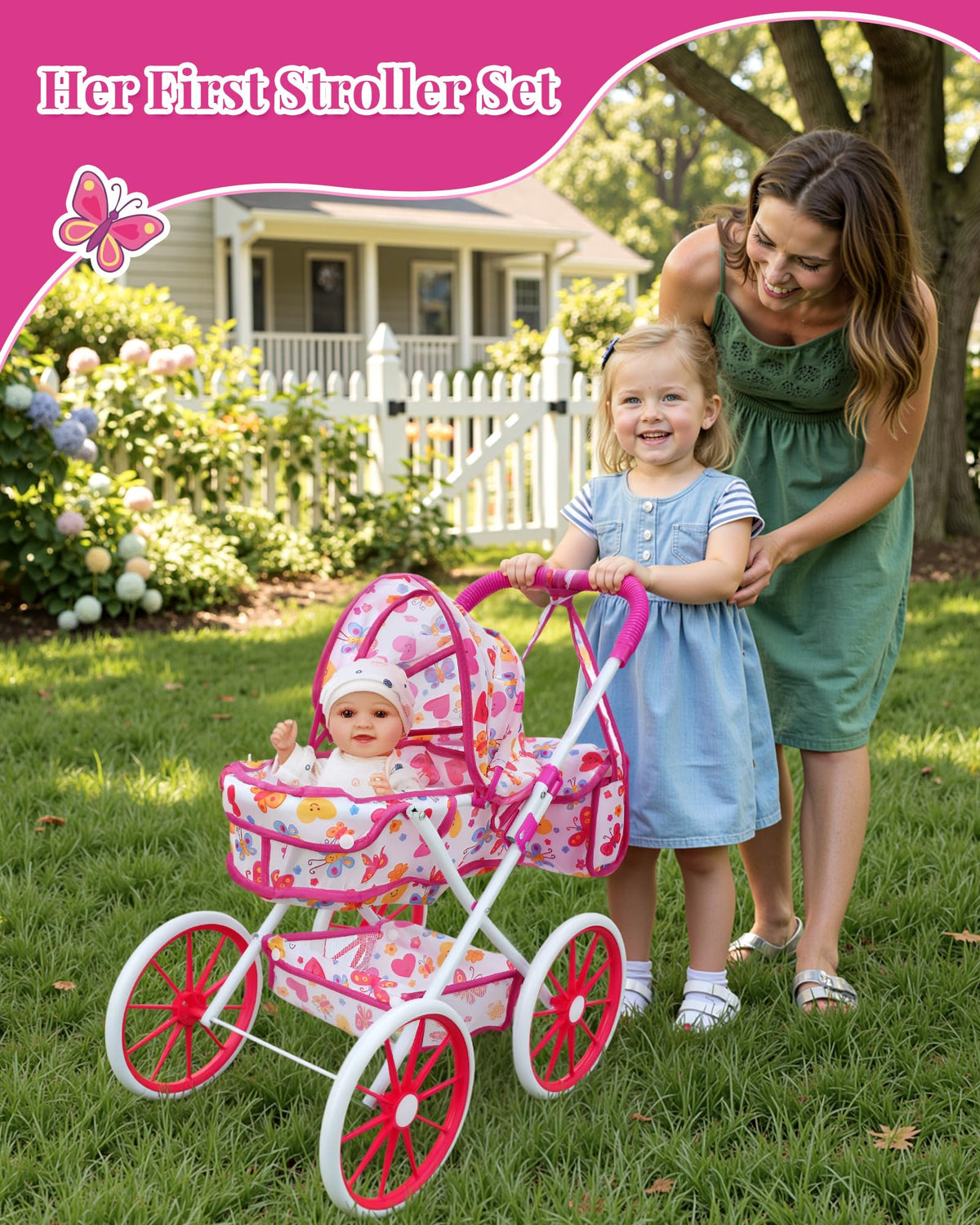 JIZHI 12-inch baby doll included for instant nurturing play