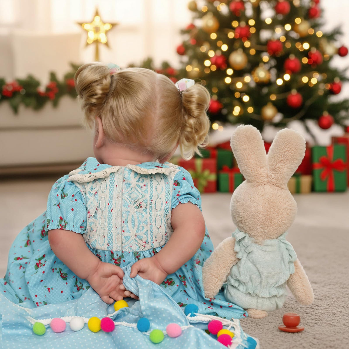 Country princess blue floral dress inspires storytelling with JIZHI doll