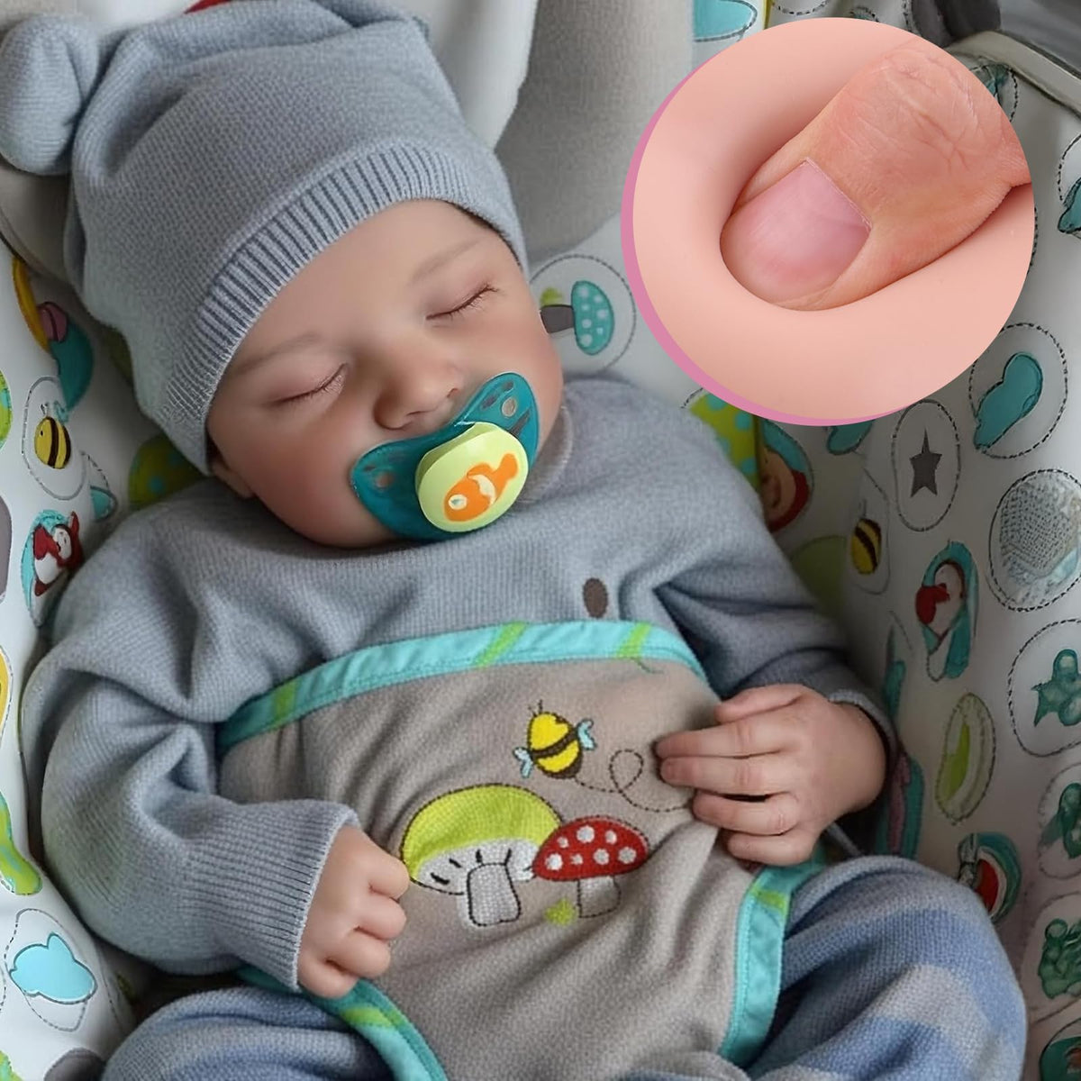 JIZHI lifelike reborn doll 17 inch sleeping baby face for nurturing play