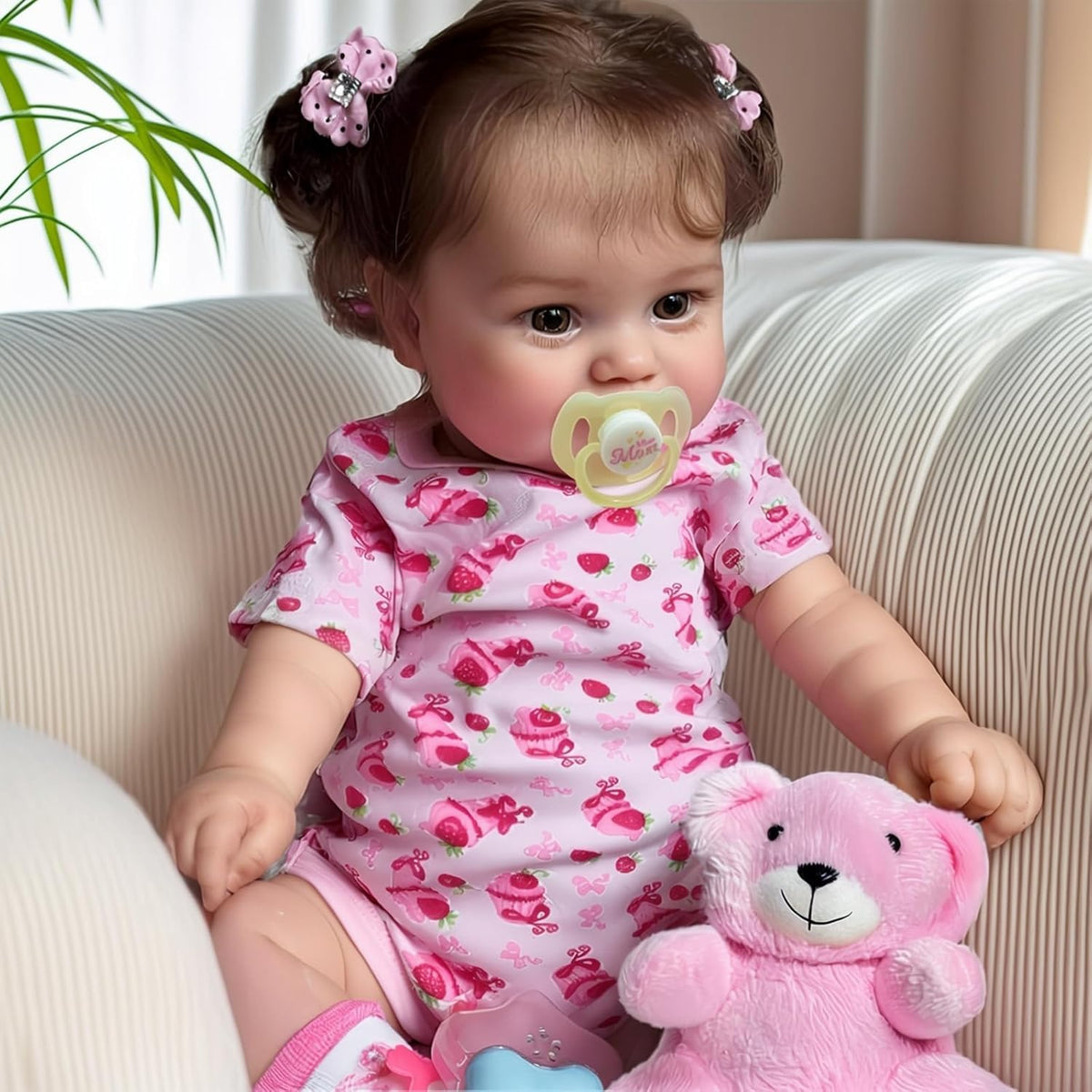 JIZHI lifelike reborn baby doll face close-up showing soft skin and sweet expression