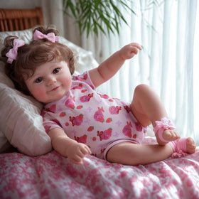 JIZHI lifelike reborn doll hand-rooted brown hair detail close-up