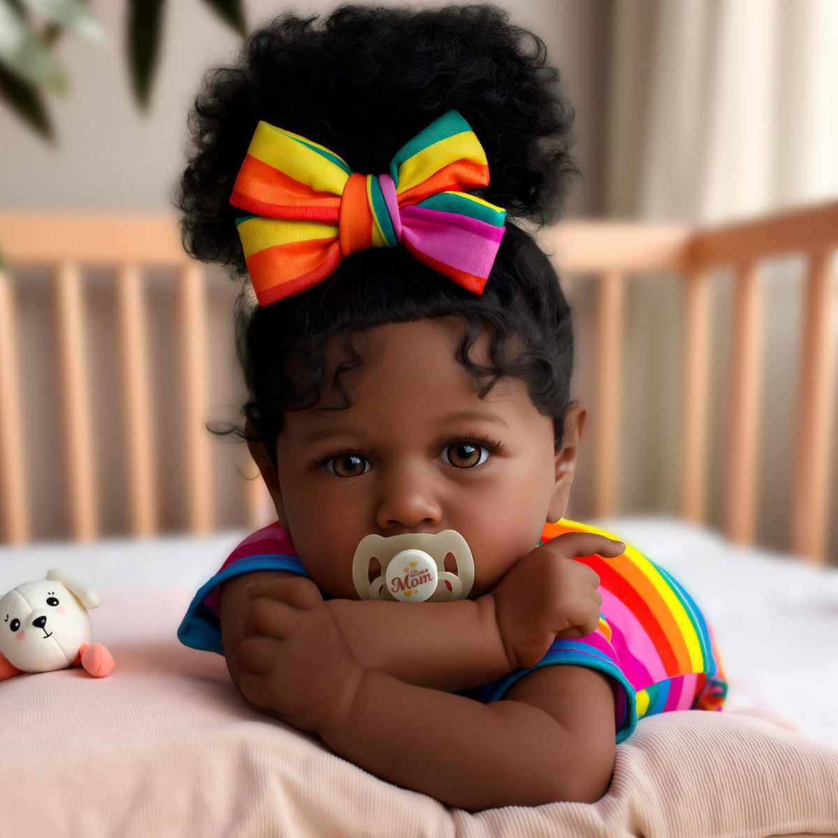 JIZHI Reborn 20-inch black baby doll closeup eyes for imaginative play