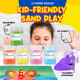 JJ CARE colorful sand enhances wedding decor and centerpieces.
