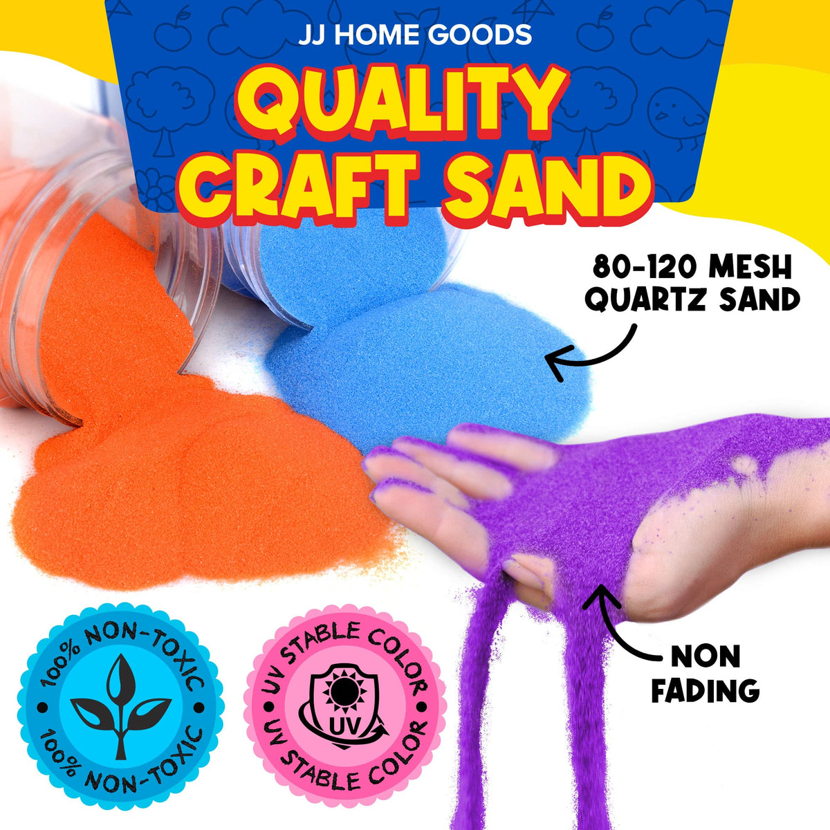 JJ CARE UV-stable sand shines under sun for outdoor crafts.