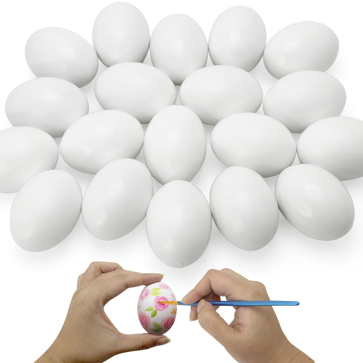 JJXUANER 20-pack white wooden eggs for painting and crafts
