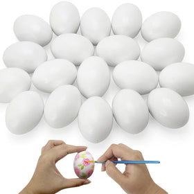 JJXUANER 20-pack white wooden eggs for painting and crafts