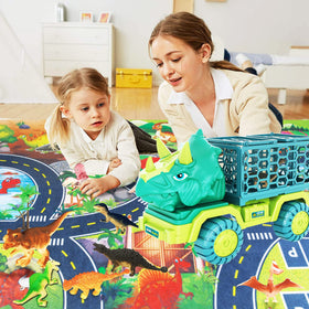 JKGIFTS Back cage shows 15 dinosaur figures for creative storytelling.