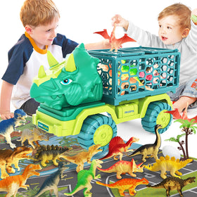 JKGIFTS Dinosaur Truck front view with Triceratops-inspired cab sparks imaginative play.