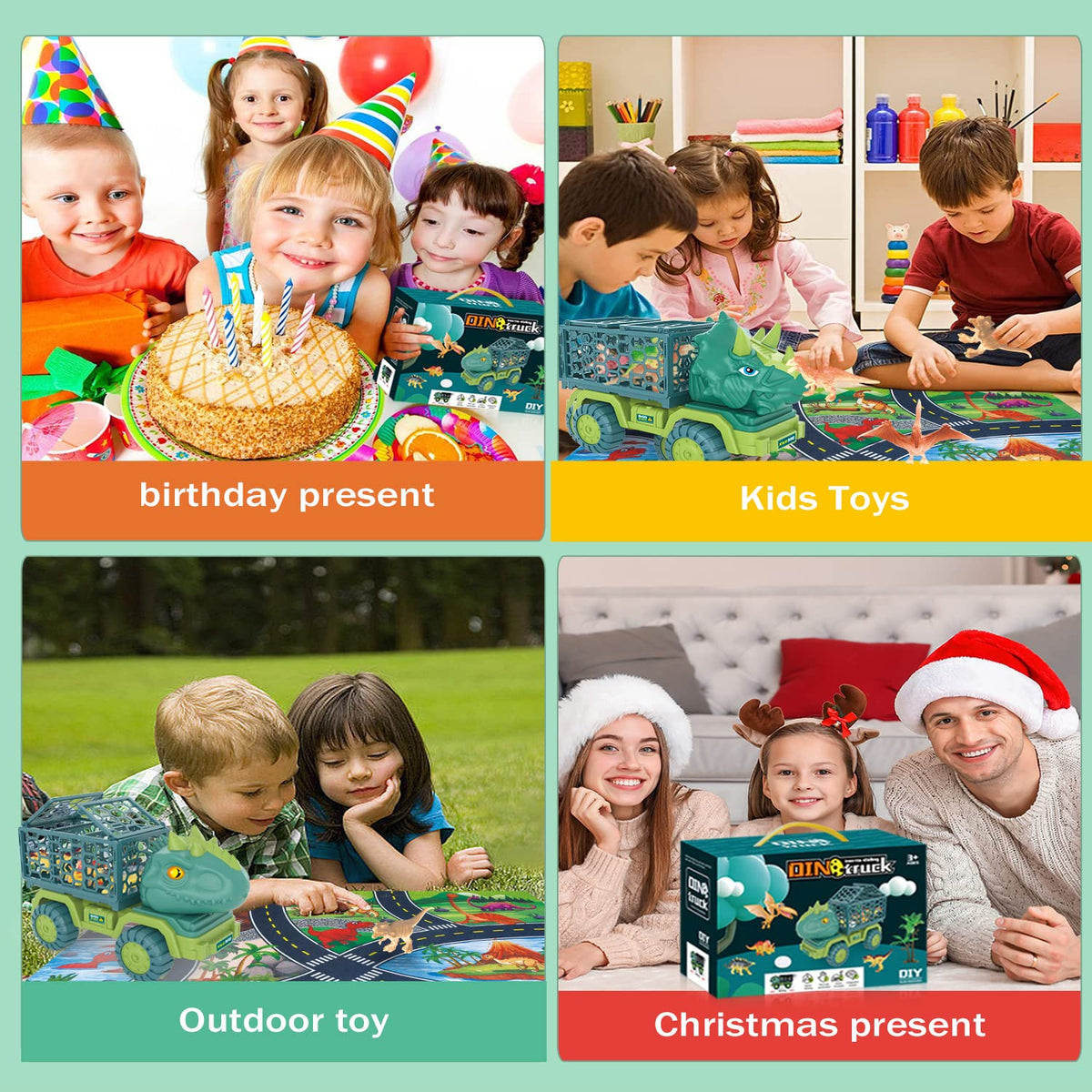 JKGIFTS Triceratops-inspired cab detail enhances visual realism during pretend adventures.