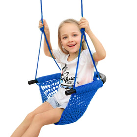 JKsmart swing seat for indoor or outdoor use in blue, inviting safe backyard fun