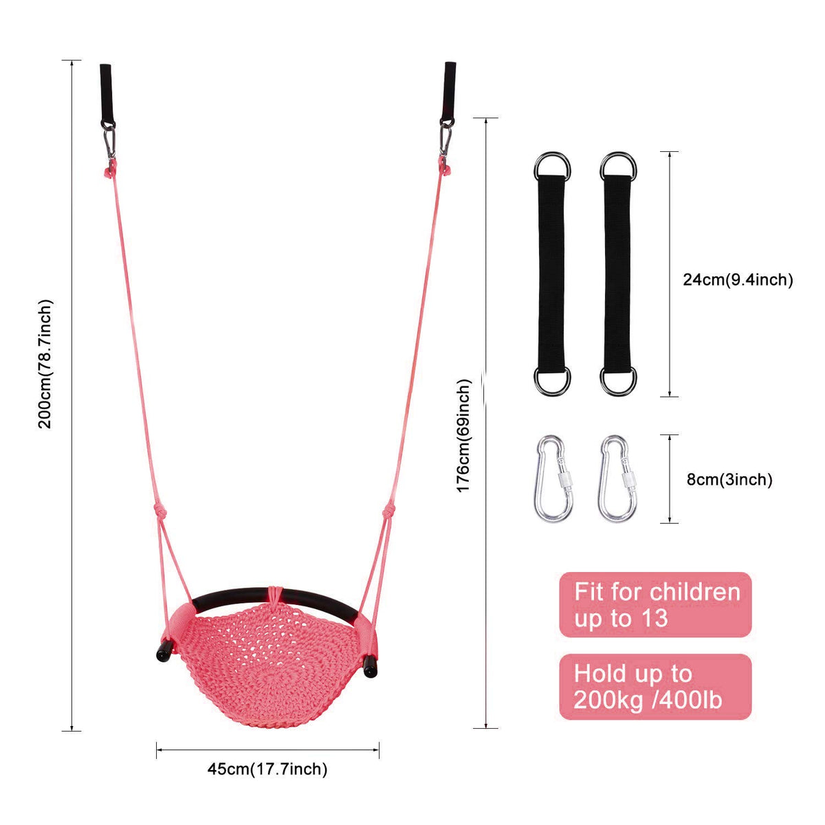 JKsmart pink swing in use by child in backyard