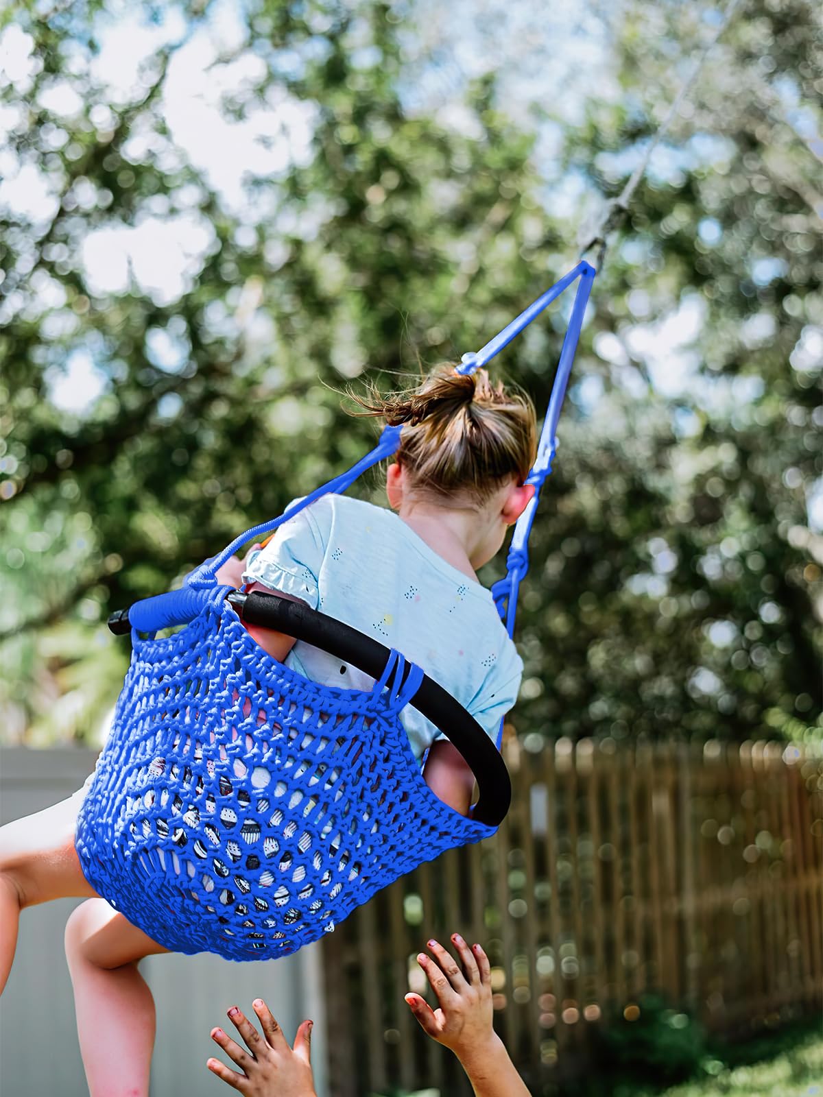 JKsmart swing seat shows durable polyester rope material for long-lasting play