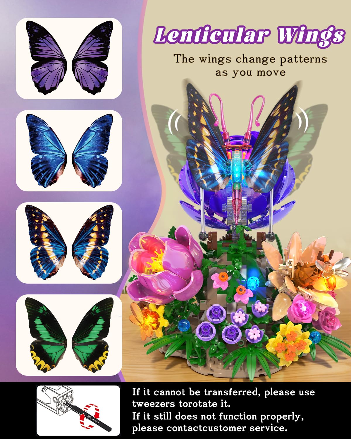 JMBricklayer butterfly-building-set seven LED lights illuminate a cozy corner beautifully