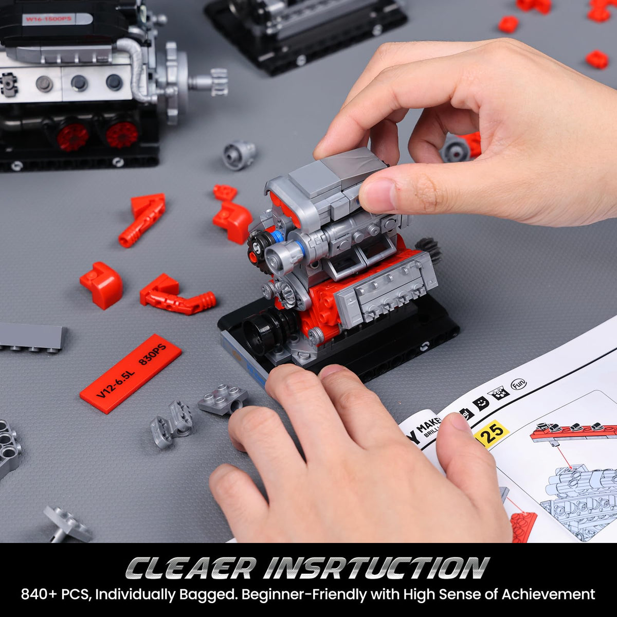 JMBricklayer close-up piston motion and synchronization.
