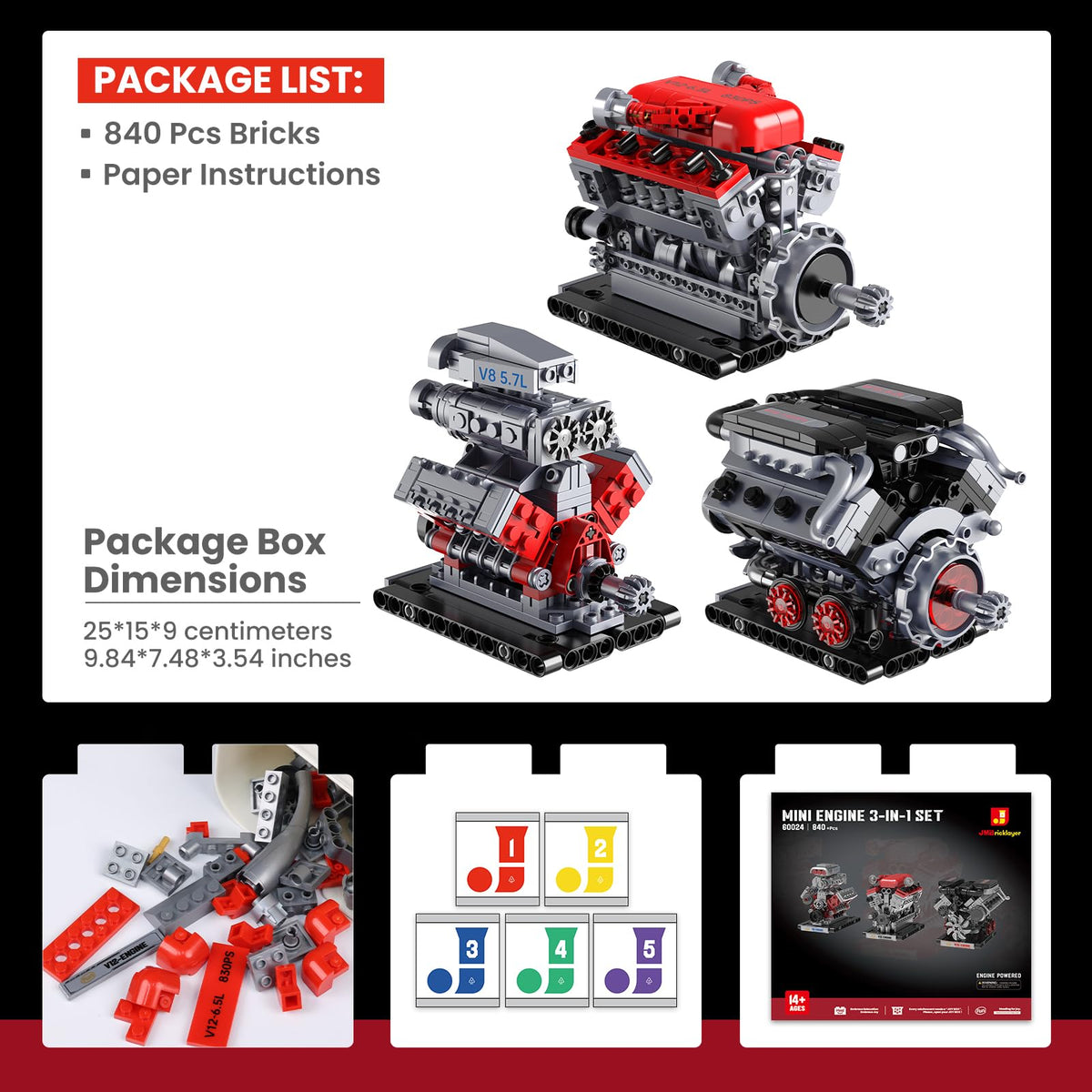 JMBricklayer completed engine kit ready for display.